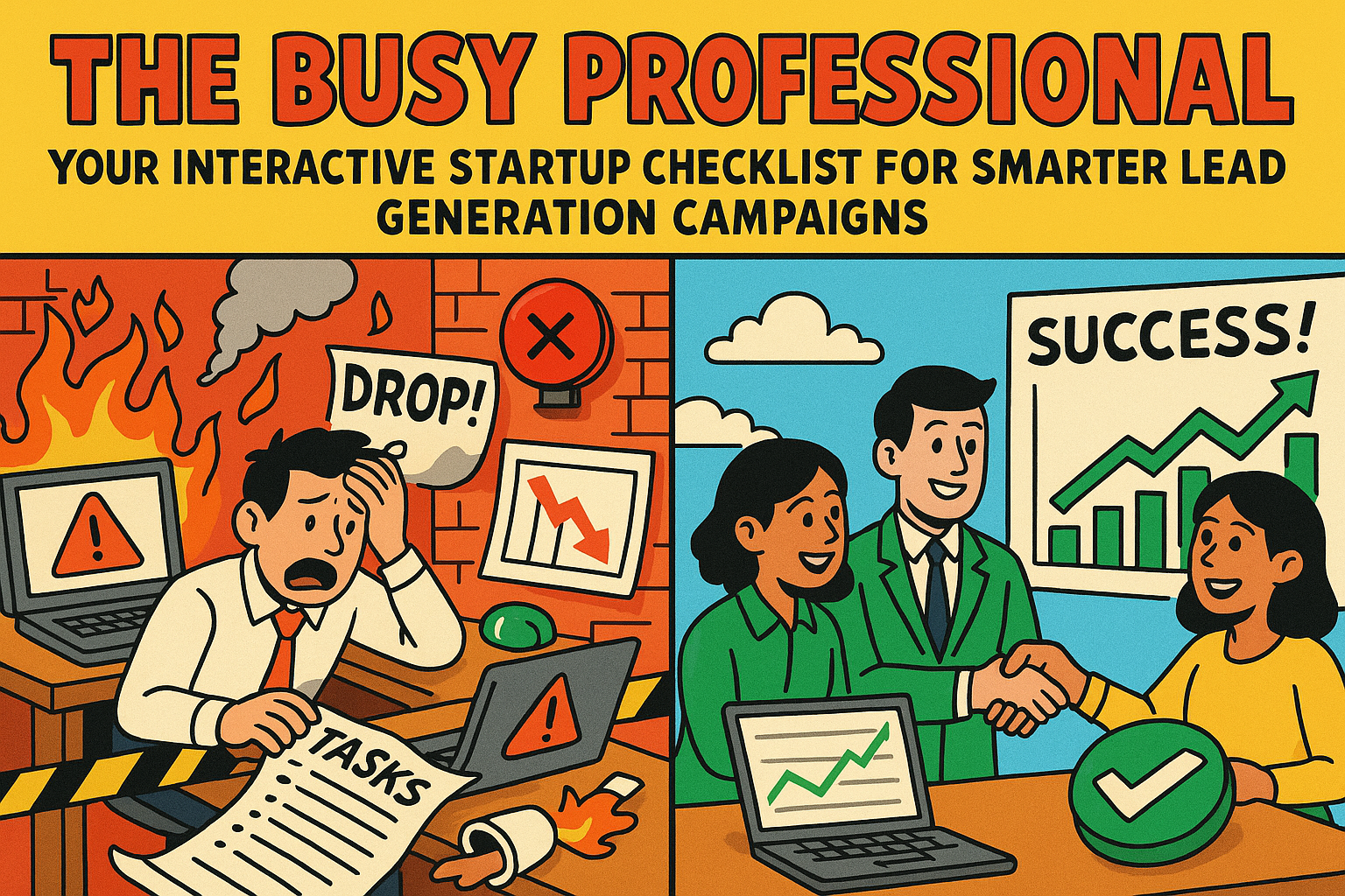 Illustration of marketing team reviewing campaign data in a corporate meeting environment setting, with a happy mood.