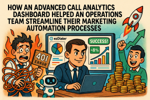 Illustration of digital interface with analytics in a corporate meeting environment setting, with a determined mood.