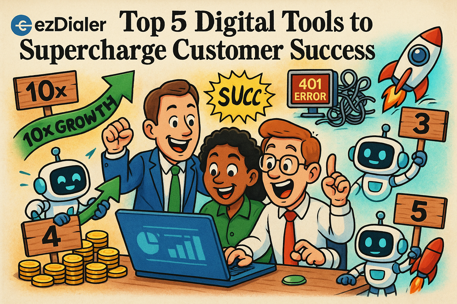 Illustration of team collaborating on laptop in a data dashboard interface setting, with a inspired mood.