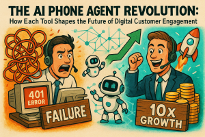 Illustration of customer support representative in a abstract ai network pattern setting, with a inspired mood.